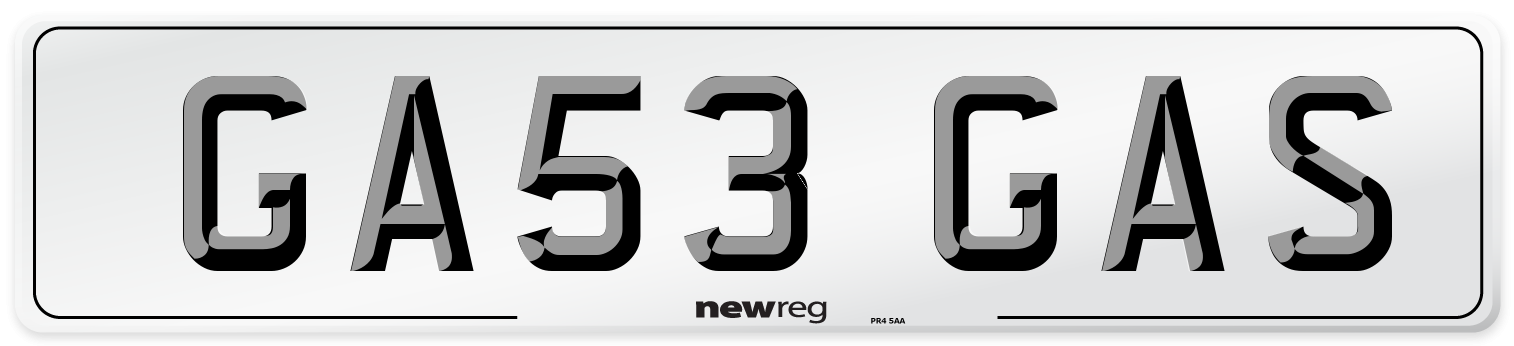 GA53 GAS Number Plate from New Reg